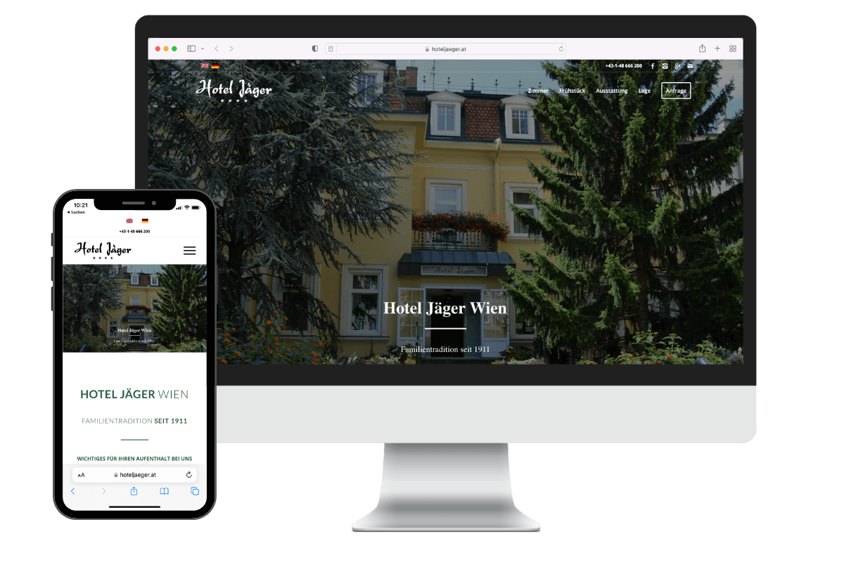 Our reference for websites: Hotel Jäger in Vienna