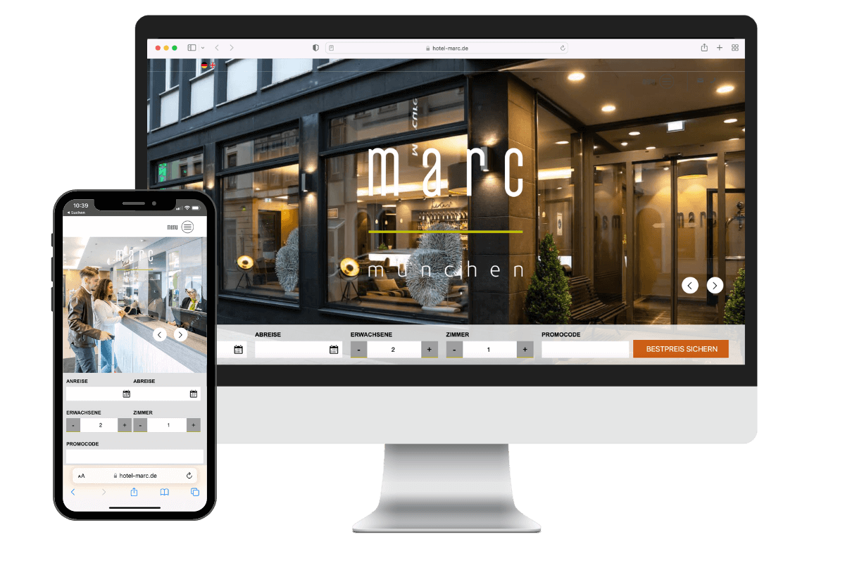 Our reference for websites: Hotel marc münchen