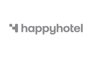 Schwarz-weiß Logo happyhotel